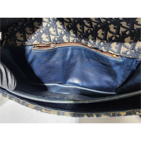 Authentic CHRISTIAN DIOR Vintage Trotter Jacquard Shoulder Bag Black/Beige - Picture 13 of 16
